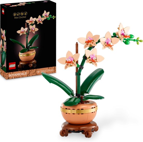 LEGO Botanicals Miniorchidee, Kunstbloemen Set, Planten Bouwpakket voor Volwassenen, Woonaccessoire en Kantoor Decoratie uit de Botanical Collection, Cadeau voor Vrouw of Man