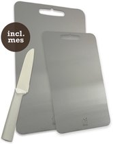 Titanium Snijplanken 2 st - Incl Mes - BPA vrij & Antibacterieel - Vermijd Microplastic - Vaatwasserbestendig - RVS - 29x20cm & 25x15cm