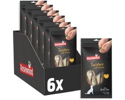 Rosewood Twisters Kip Medium - Kauwstaven voor Honden - Met Kip & Runderhuid - Graanvrij - Zonder Kunstmatige Toevoegingen - 6 zakjes à 80g