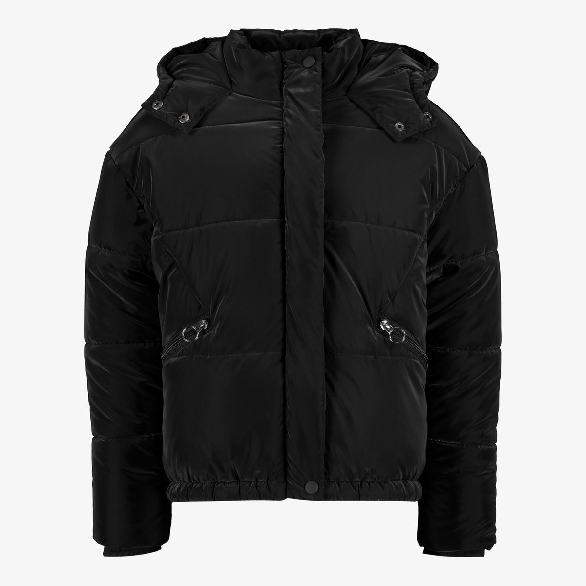 TwoDay gewatteerde meisjes winterjas velvet zwart - Maat 134