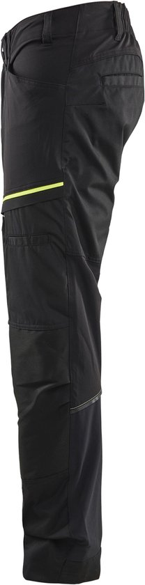 Pantalon de travail Blaklader Service avec stretch - Zwart/ Jaune haute visibilité - D116