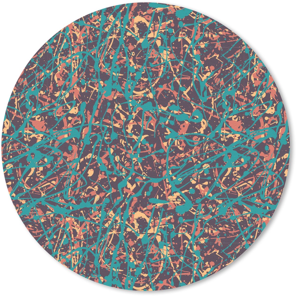 Muismat rond 30x30 cm - Mousepad Spat - Abstract - Oranje - Groen - Ronde muismatten