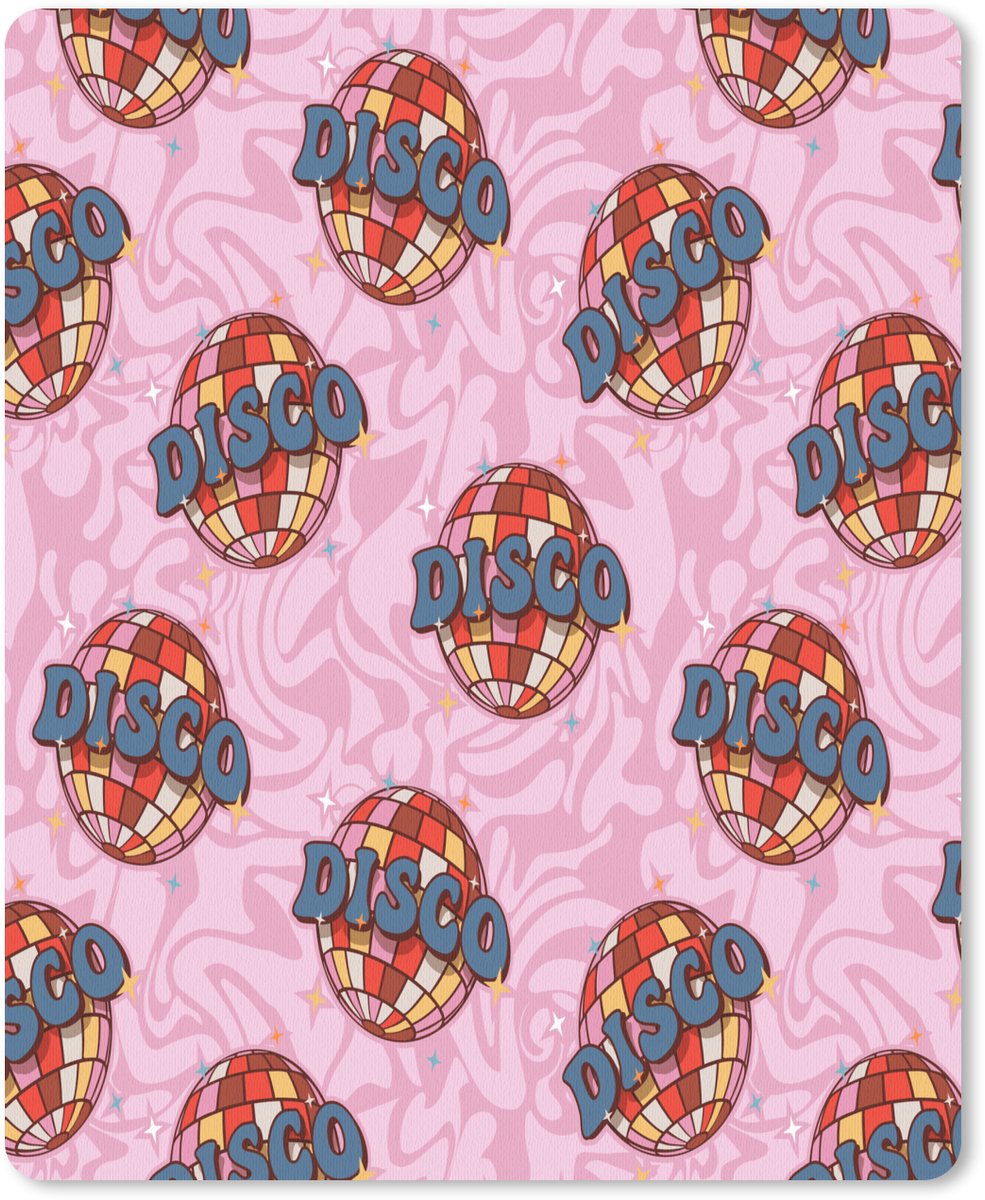 Muismat 19x23 cm - Mousepad Disco - Bal - Patroon - Roze - Muismatten
