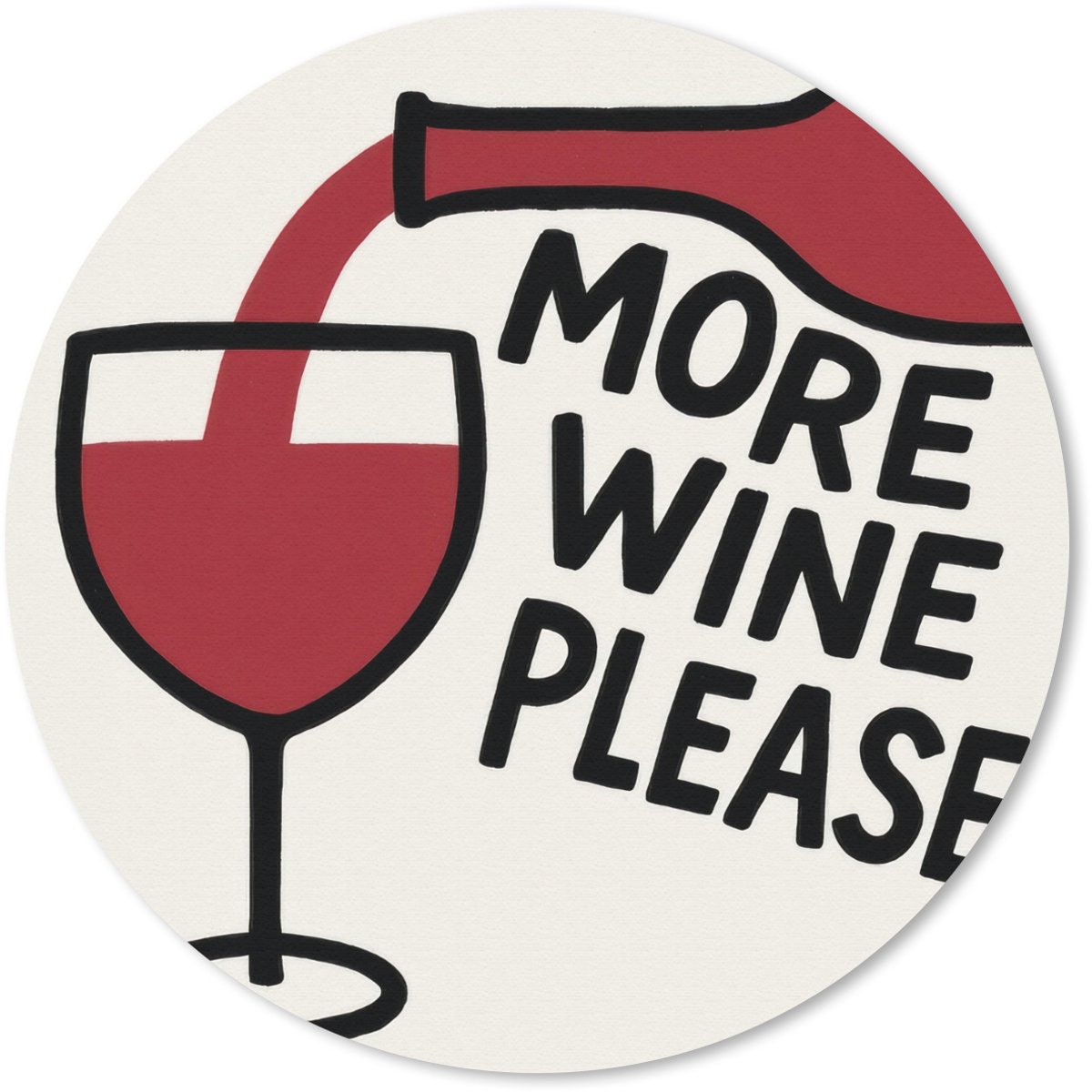 Muismat rond 50x50 cm - Mousepad Wijnfles - Quote - Rood - Glas - Ronde muismatten