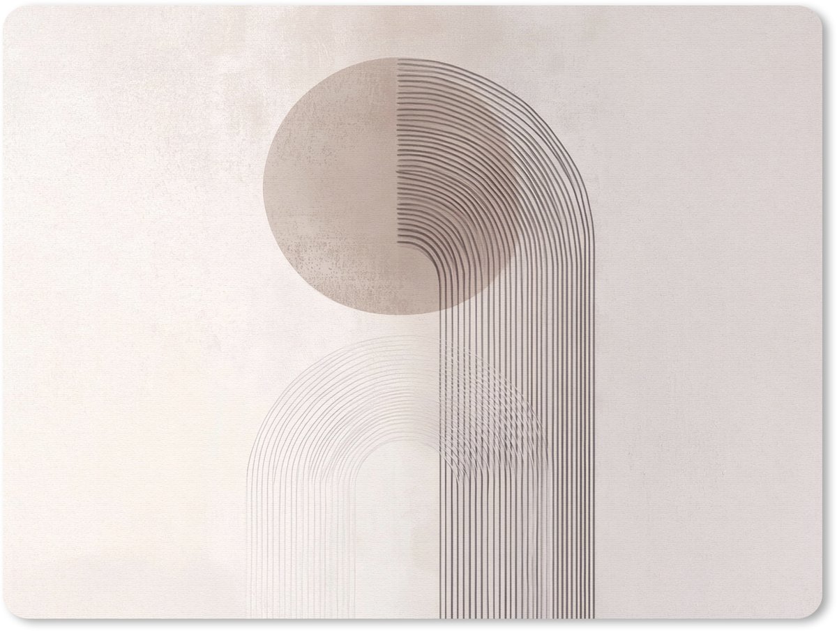 Muismat 23x19 cm - Mousepad Minimalistisch - Cirkel - Lichtgrijs - Muismatten