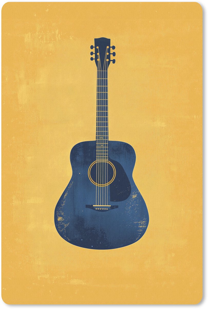 Muismat 18x27 cm - Mousepad Gitaar - Akoestisch - Geel - Minimalistisch - Muismatten