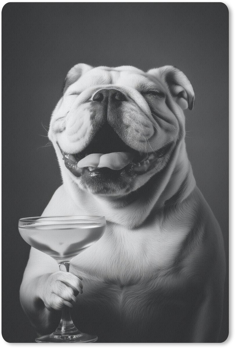 Muismat 18x27 cm - Mousepad Buldog - Hond - Glas - Muismatten