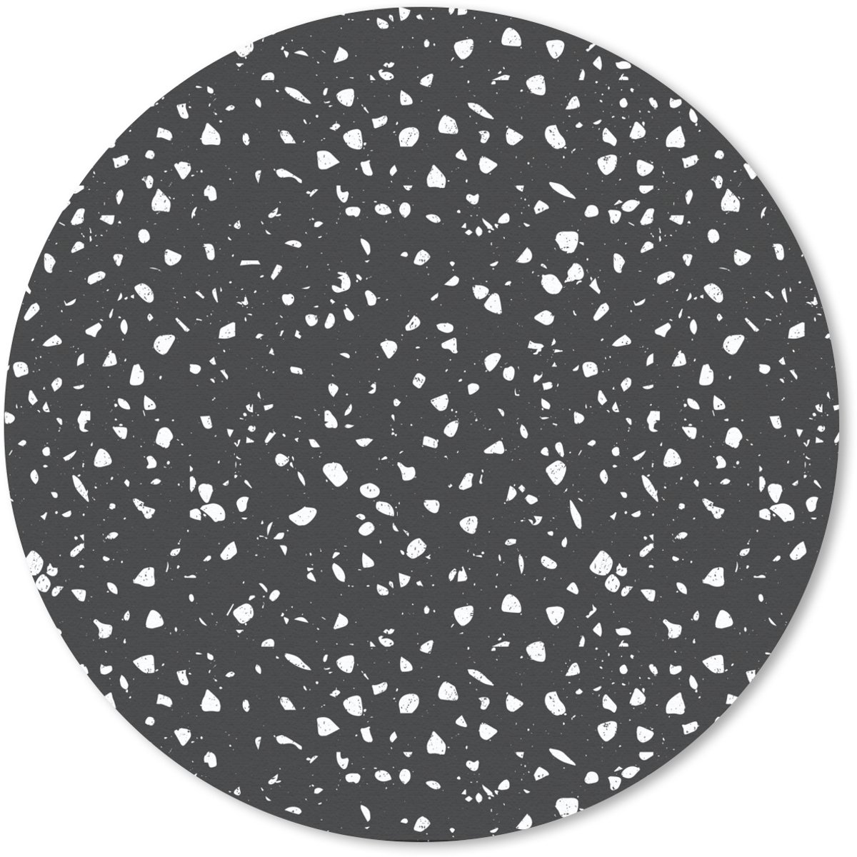 Muismat rond 30x30 cm - Mousepad Terrazzo - Patroon - Zwart - Wit - Ronde muismatten