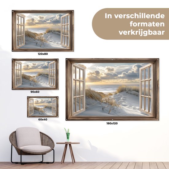 Affiche de jardin 120x80 cm - Décoration de jardin Vue - Plage - Dunes - Mer - Nature - Affiche pour le jardin - Décoration extérieure - Tableau de jardin clôture - Décoration murale sur toile de jardin - Décoration murale sur toile de balcon
