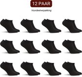 Verpakking met 12 paar zwarte enkelsokken van Sukats.