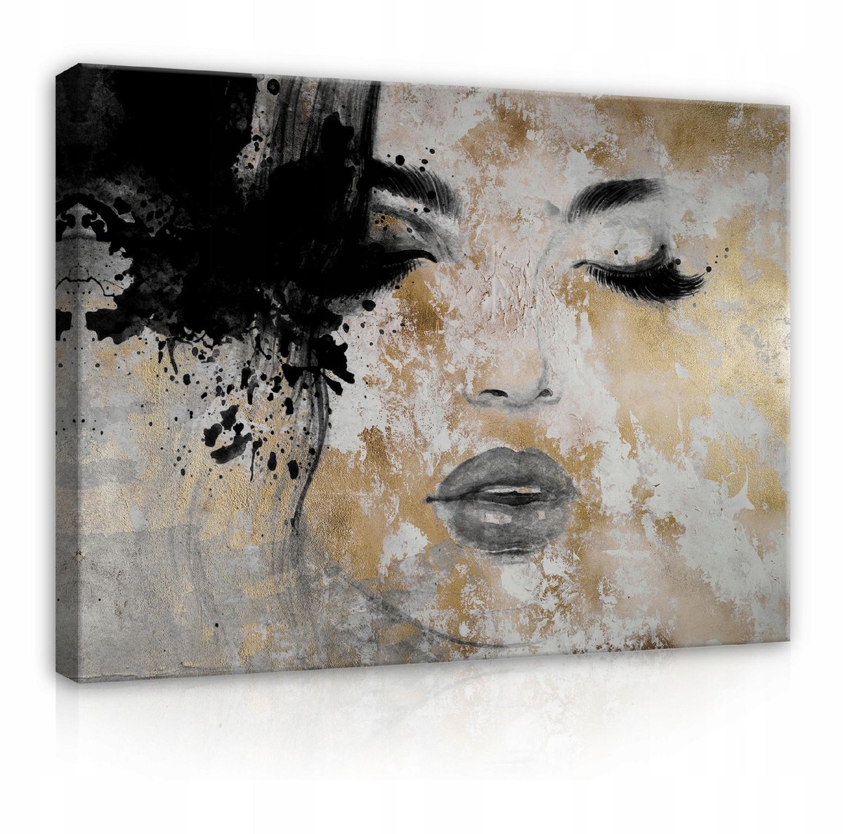 WALLARENA Canvas schilderij - 100x70 cm - abstracte afbeelding van een vrouwengezicht multikleurig