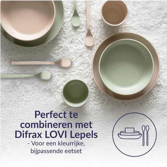 Service de table rose Difrax LOVI - Assiette, Kom et tasse ouverte - 6 mois et plus - Sans BPA, passe au micro-ondes et au lave-vaisselle