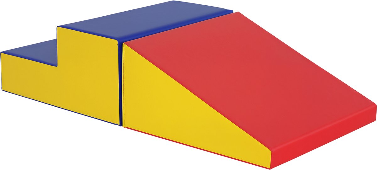HOMCOM Kinderspeelset van zacht materiaal - Polyurethaan - 50x50x25cm - Rood, geel en blauw
