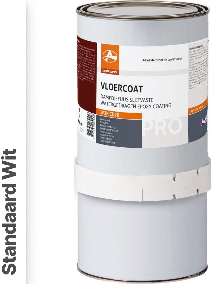 OAF PRO 2K Epoxy Vloercoating CD20 Standaard Wit 1 kg - Vloerverf - Slijtvast, naadloos en vloeistofdicht - Eenvoudig Schoon te maken