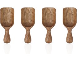 4pcs Acacia Mini Wooden Spoons, Wooden Coffee Beans Scoops Versatile Wooden Bath Salt Shovel Wooden Tablespoon Kitchen Supplies for Coffee Pots Cans