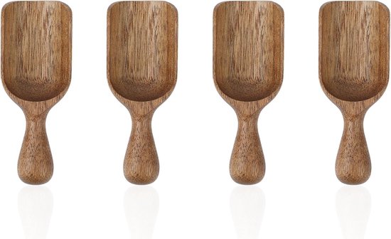 4pcs Acacia Mini Wooden Spoons, Wooden Coffee Beans Scoops Versatile Wooden Bath Salt Shovel Wooden Tablespoon Kitchen Supplies for Coffee Pots Cans