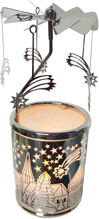 FRCOLOR Kaars roterende kandelaar Kerstmis roterende kaars heilige theelicht kandelaar kaars carouzel kerstfeest spinnen thee carrousel windlicht FRCOLOR Kaars roterende kandelaar Kerstmis roterende kaars heilige theelicht kandelaar kaars carouzel kerstfeest spinnen thee carrousel windlicht