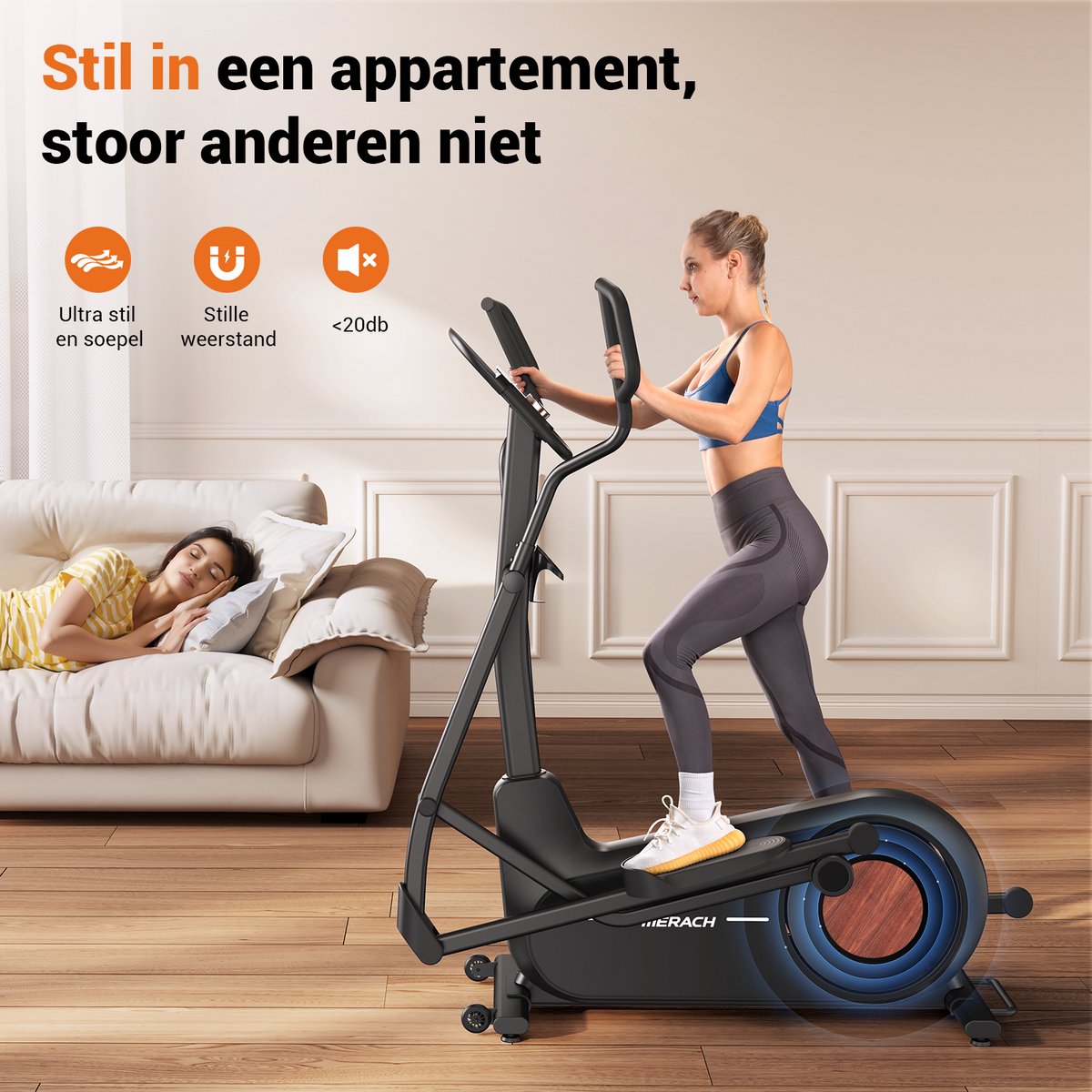 MERACH Crosstrainer 16 Weerstandsniveaus Zwart - afbeelding 3