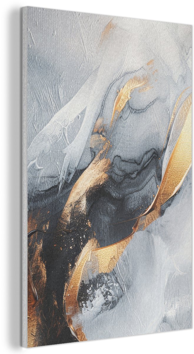 Akoestisch wandpaneel 40x60 cm - Vilt schilderij Abstract - Goud - Verf - Aesthetic - Art 