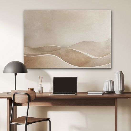 Panneau mural acoustique 100x70 cm - Peinture Feutre Beige - Nature - Abstrait - Moderne - Panneaux acoustiques - Décoration murale insonorisante - Isolation phonique salon - Décoration murale panneaux sonores