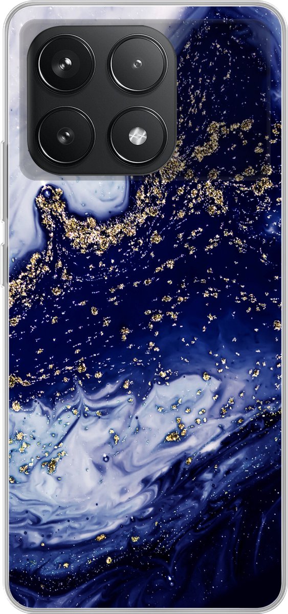 Telefoonhoesje Geschikt voor Poco F6 Pro hoesje - Marmer print - Goud - Natuurstenen - Siliconen Telefoonhoesje Telefoonhoesje