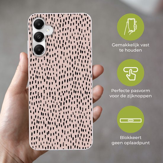 Coque de téléphone compatible avec Samsung Galaxy A05s - Motif pois - Rose - Zwart - Siliconen