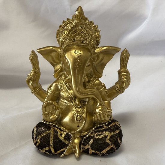 Ganesh ou Ganapati Tantra Ganesha-GB1#- Bouddha-Plastique noir/doré, avec tissu mélangé 10x12x5,5cm
