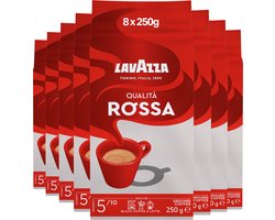 Lavazza Qualità Rossa Filterkoffie - Gemalen Koffie - 100% Arabica Bonen - Intensiteit 5/10 - 8 x 250 gram