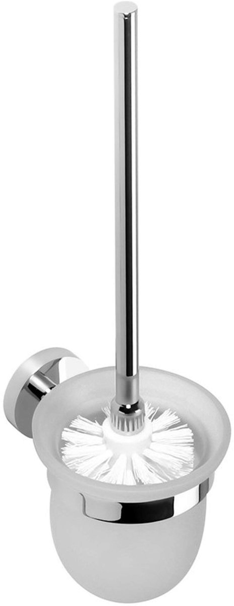 Sapho X-Round - Wand wc-borstel met houder, melk glas/chroom XR303