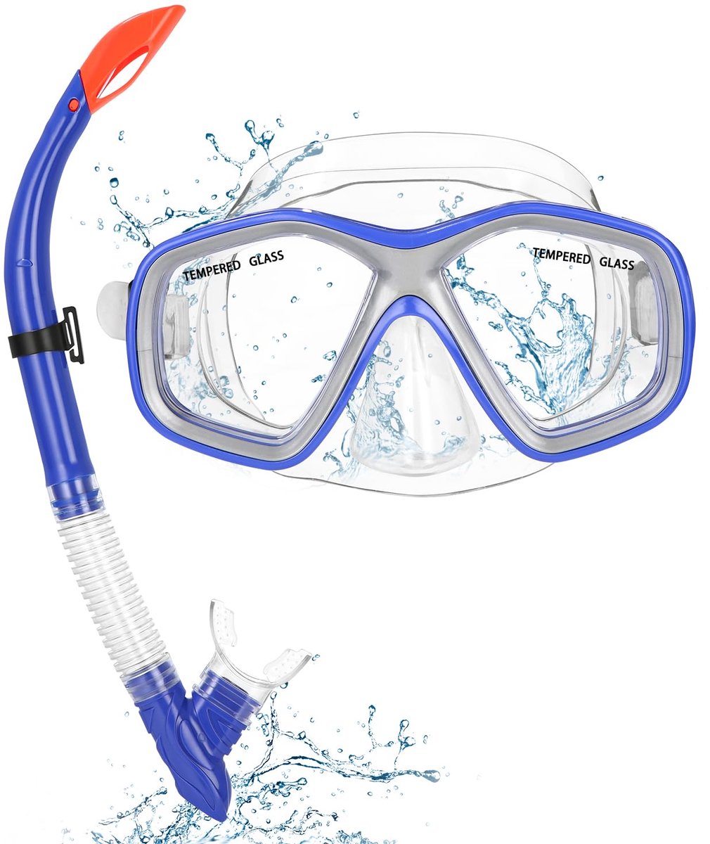 Ibenzoa® Complete Snorkelset voor Kinderen met Duikbril en Anti-Lek Panorama Gezichtsmasker voor Veilig Snorkelen