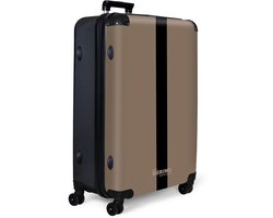 NoBoringSuitcases.com NoBoringSuitcases.com® - Koffer groot - Reiskoffer lichtgewicht - Licht bruin met zwarte streep - Rolkoffer met 4 wielen - Grote trolley XL - 98 liter bagage