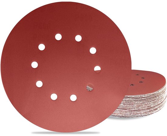 25 Stuks Klittenband Schuurschijven 225 Mm Korrel 40 - Voor Langnek Schuurmachine En Droogbouwschuurmachine