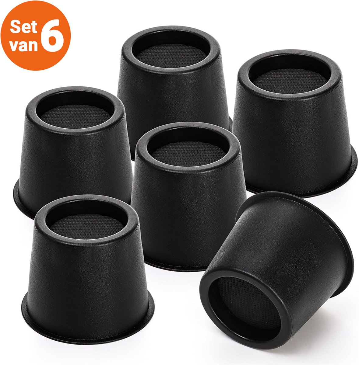 JustValue Meubelverhogers Rond – Set 6-delig – 7.6 cm Hoog – Antislip – Geschikt voor Poten tot 7.6 cm – Bed - Tafel - Stoel - Kast - Verhogers - 499 kg Draagkracht - Zwart