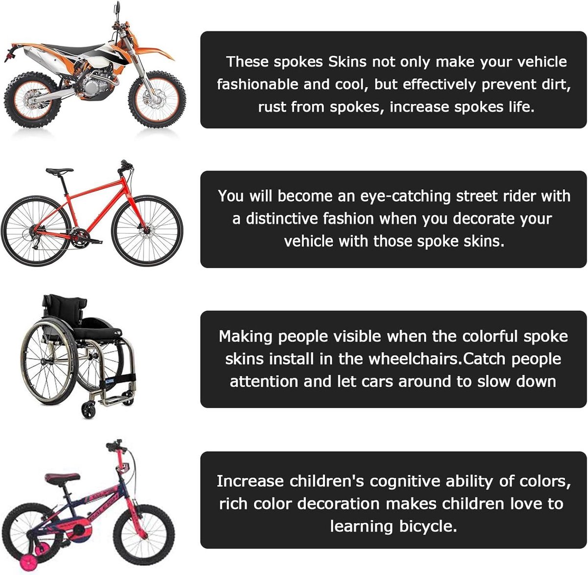 Inovra Plus - Spaakhuiden 72 Stuks Motorfiets Decoratie Bescherming 11 Kleuren