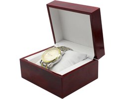 Titel: Houten Horlogedoos Vierkant - Retro Horlogehouder met Afneembaar Kussen - Opbergdoos voor Horloges - Rood - Kaptafel Tentoonstellingen