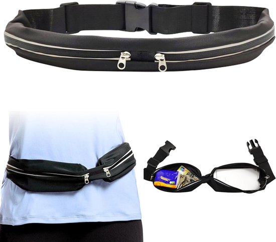 Foto: Waterafstotende heuptas comfortabel en ademend materiaal reflecterend design verstelbare taille 60 120 cm geschikt voor sporten zwart en groen