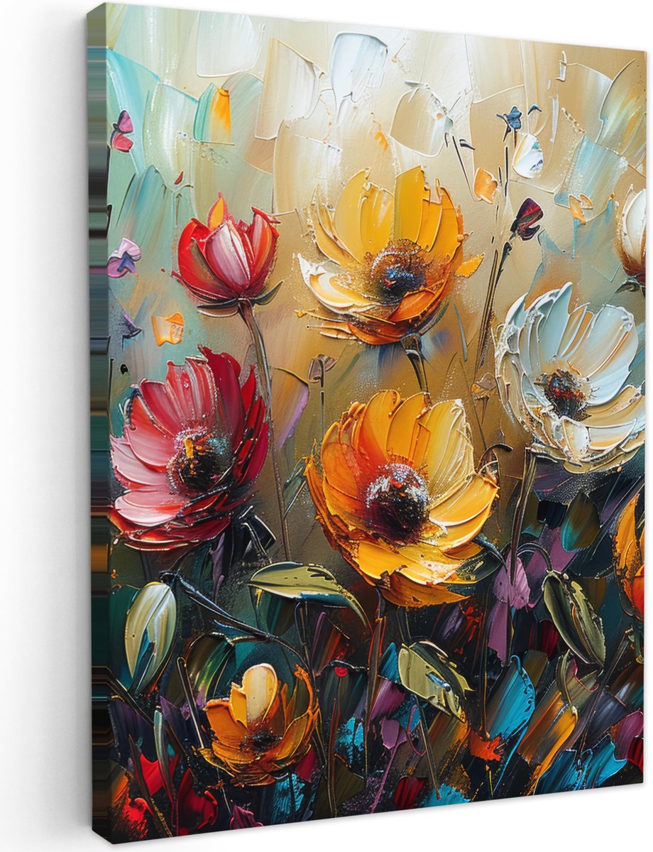 Ibenzoa Moderne Aquarel Bloemen Canvas Muurschildering voor Sfeervolle Wanddecoratie in Huis Aquarel - bloemenveld