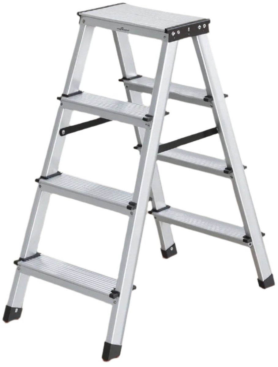 Handelsladder - aluminium ladder - 2 niet -slip stappen - opvouwbaar gemak - 45x35.5x38cm ongevouwen, 19x35.5x44cm gevouwen, ondersteunt 150 kg