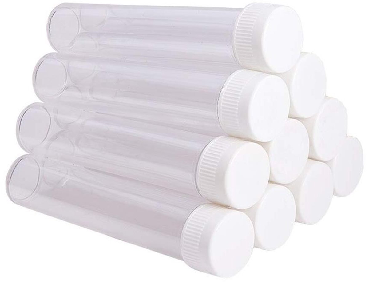 Inovra Plus - Clear Plastic Test Tubes 25ml - Set van 12 - Met Schroefdoppen - Voor Wetenschappelijke Experimenten en Opslag van Snoep en Poeders