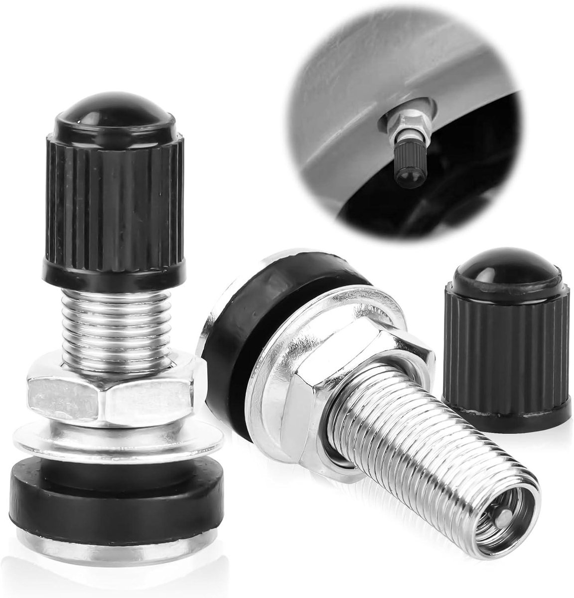 Allecto Plus - Autoventielen voor banden - Universele ventielen - Auto en motor - Zwart (2 stuks)