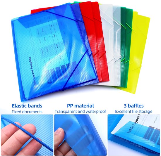 Postmap 10 stuks hoekmap A4 transparante omslagmap elastische map A4 plastic ...
