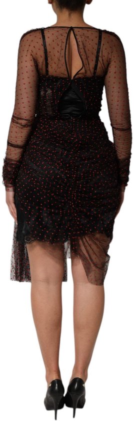 Dolce & Gabbana Black Lace Trim Long Sleeve Sheath Mini Dress