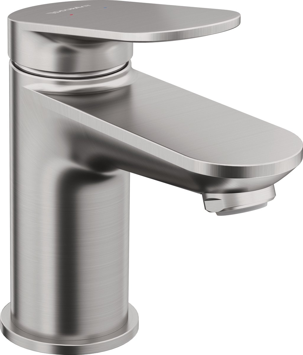 Duravit Wave Wastafelmengkraan - s-size - eengreeps - zonder waste - voorsprong 9.5cm - RVS geborsteld