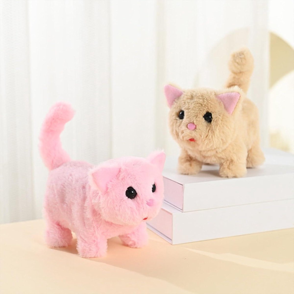Marsjoy Grijze Lijn Wandelen Kat Set Zingen Dat Spint en Miauwt Geanimeerde Pluche Robot Kitten Bewegende Realistische Gevulde Dier Afstandsbediening Leuke Kawai Robotic Kitty Speelgoed voor Kid