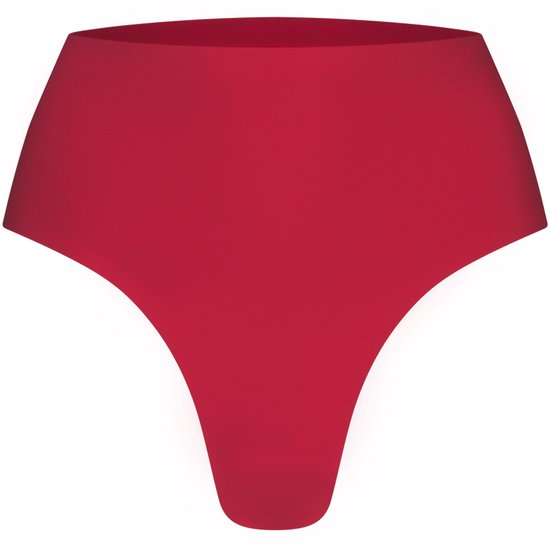 Hoge taille string in rood.