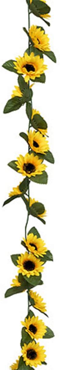 Atmosphera Kunstbloemen slinger zonnebloemen - 2x - 180 cm - geel/groen - decoratie - versiering