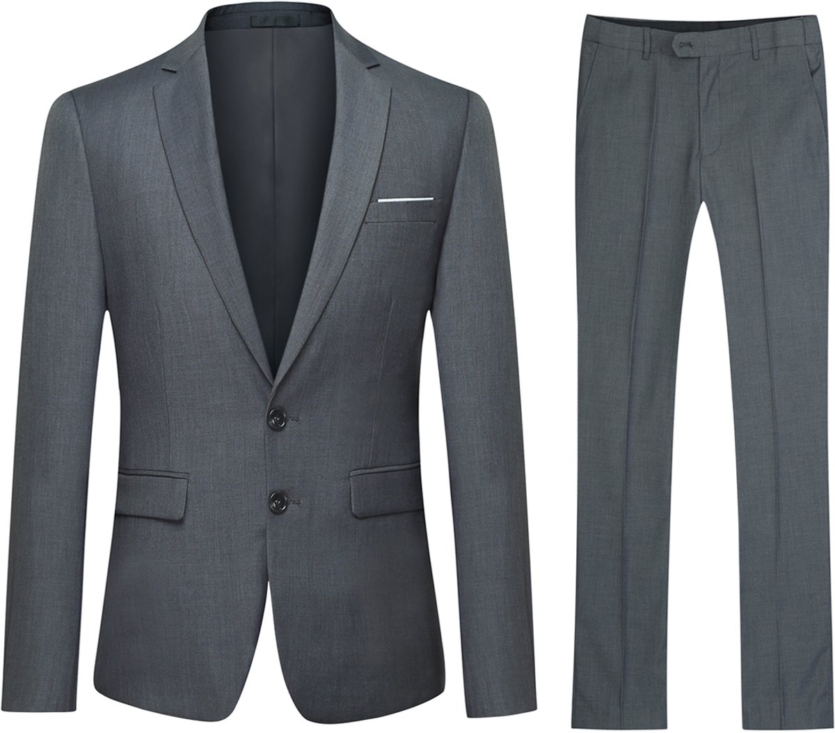 ALLTHEMEN Heren 2-Piece Slim Fit Pak - Tweeknoops zakelijk Pak - XS