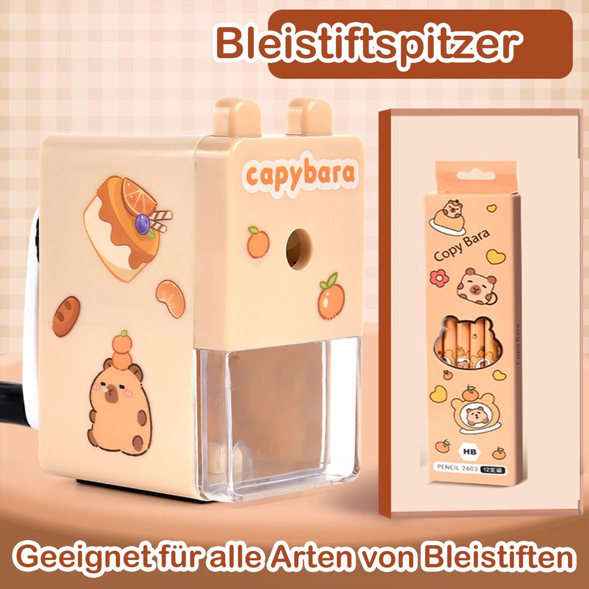 Capybara Stationery Set draagbare potloodkoffer, schattige