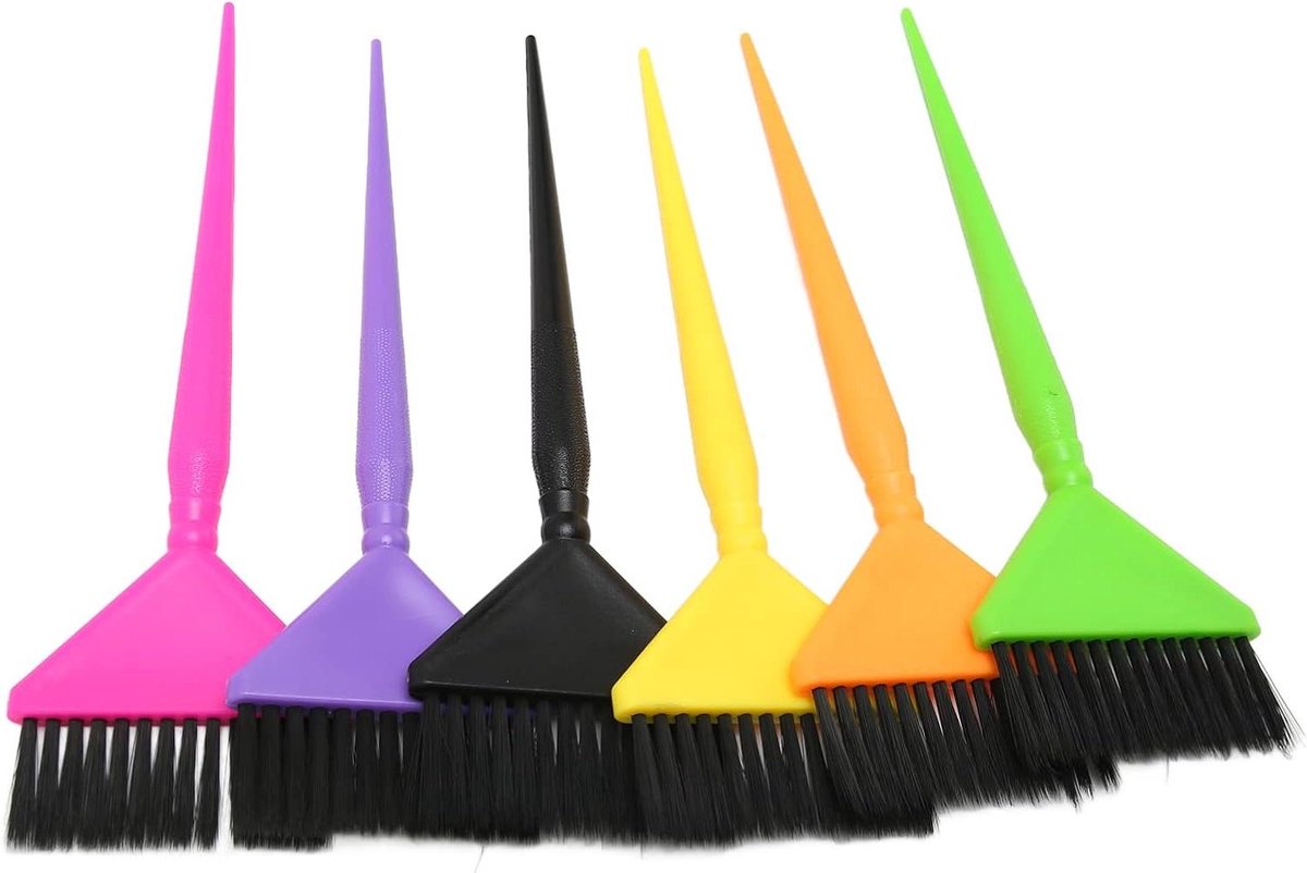 6-delige Haarverfborstelset met Lange Staart voor Haarkapsalon - Kappersverfborstel met Haarkleurborstel