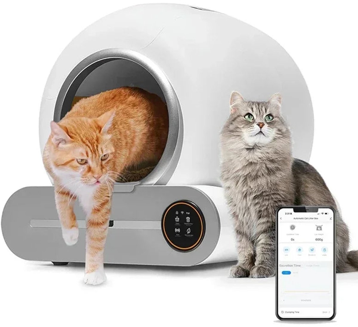 Kattenbak – Automatische Kattenbak – Zelfreinigende Kattenbak – Elektrische Kattenbak – Volledig Gesloten Kattenbak – 65L XXL Inhoud – App Bediening Kattenbak – Automatische Kattenbak – Zelfreinigende Kattenbak – Elektrische Kattenbak – Volledig Gesloten Kattenbak – 65L XXL Inhoud – App Bediening